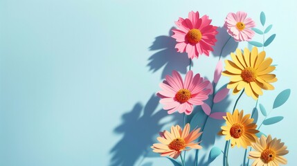 Modern illustration of a colorful flower with a shadow background.