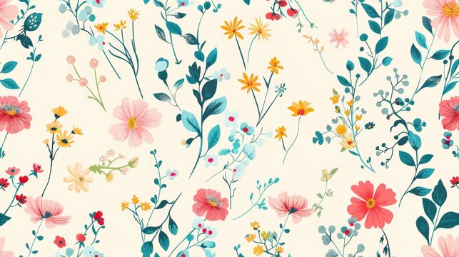 Flowery seamless background with small flowers