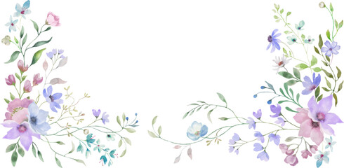 Fototapeta na wymiar Watercolor floral card. Hand drawn illustration isolated on transparent background. Vector EPS.