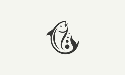 fish icon simple monogram logo design vector illustration - obrazy, fototapety, plakaty