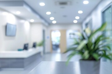 Blur clinic interior background with defocused effect. Healthcare and medical concept
