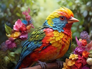 Obraz premium A beautiful bird sitting on a branch. An idea for a graphic for World Migratory Bird Day, created with Generative AI