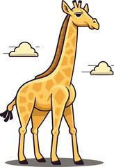 Giraffe with Rainbow Background Vector Illustration