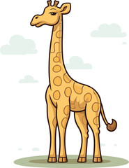 Giraffe with Cityscape Background Vector Illustration