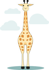Giraffe with Vintage Poster Style Vector Illustration