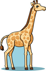 Giraffe with Retro Skateboarding Poster Style Vector Illustration