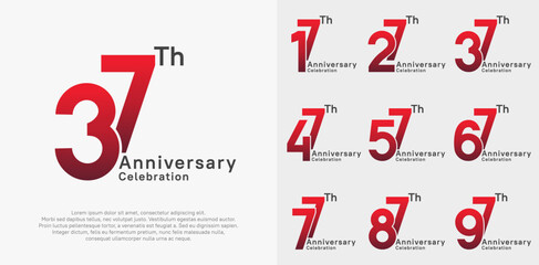 anniversary vector design set with red color for special moment celebration