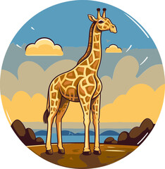 Giraffe with Abstract Copper Background Vector Illustration