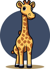 Giraffe with Retro Baseball League Badge Vector Illustration