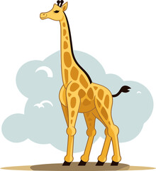 Giraffe with Vintage Retro Baseball Bat Badge Vector Illustration