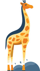 Giraffe with Vintage Retro Hockey Puck Badge Vector Illustration