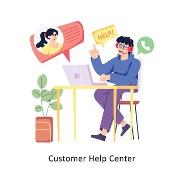 Customer Help Center flat style design vector stock illustrations. 