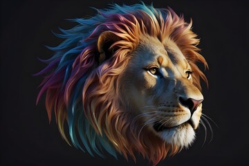 Naklejka premium Lion Head Logo, Lion Head Vector, Lion Head Mascot, colorful lion head, Lion Logo, Minimalist Lion Logo, Lion Logo on Black, Sleek Lion Emblem, Sunset Lion Logo, Elegant Lion Logo, Minimal Lion Design