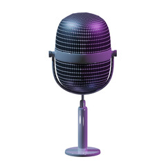 microphone with neon purple light 3d rendered icon isolated on transparent background