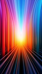 3d abstract multicolor spectrum background, bright orange blue neon rays, colorful glowing lines