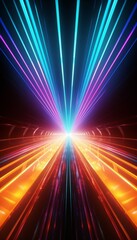 Abstract multicolor spectrum background with bright orange blue neon rays and colorful glowing lines