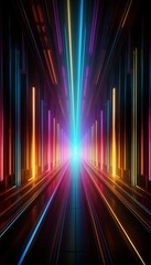 Abstract multicolor spectrum background, neon rays and colorful glowing lines, 3d render