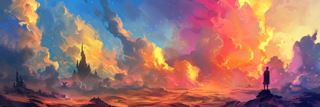 Dive into a dreamscape with this vibrant digital art of a fantasy world
