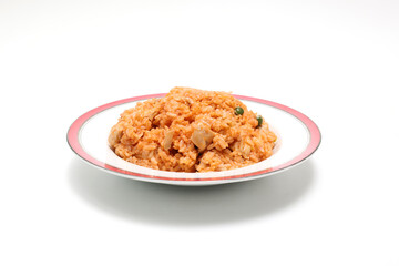 白バックの皿に盛ったチキンライス