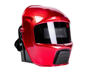 red welding helmet cutout isolated on white
