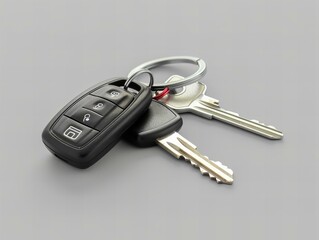 car keys with remote control isolated on grey