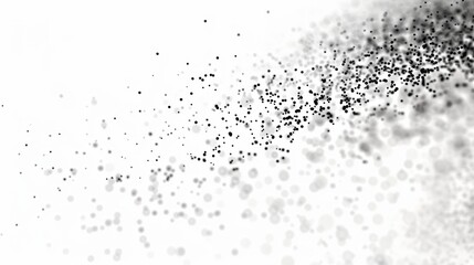 Dots abstract white background. Falling network particles. Big data flow. 3D rendering
