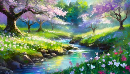 Obraz na płótnie Canvas nature Landscape, trees, sky, lake, summer mood