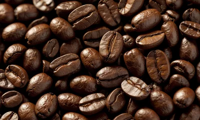 Zelfklevend Fotobehang Aromatic roasted coffee beans background © Dinadesign