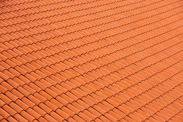 Tile roof. Beautiful tile roof. Neatly stacked tiles. Tile background