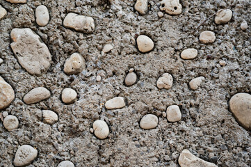 stones, cobblestones inlaid into concrete