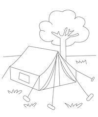 Camping coloring page for kids