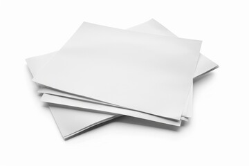 Blank A4 Paper Sheets - Isolated on White Background with Fold Lines and Shadows - Ideal for Note Taking and Object Mockups