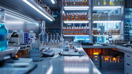 Laboratory Filled With Liquid Bottles