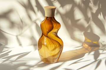 Capture the essence of elegance with this uniquely sculpted glass bottle