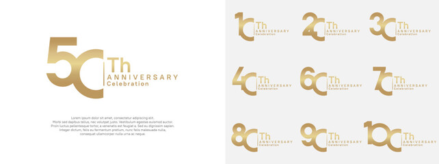 anniversary vector design set gold color for celebration day