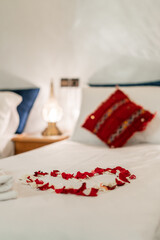 Beautiful interior of a bedroom inside a riad in the medina of Fes, Morocco