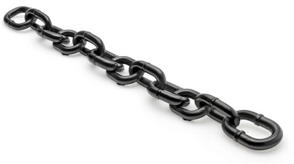 Black Chain Isolated on White Background. Padlock and Lock Symbolizing Security, Protection, and Strength of Chain