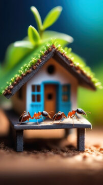 Witness the incredible teamwork of ants lifting a mini house