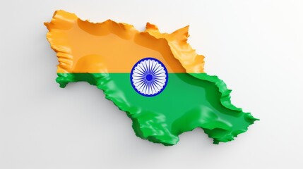 Creative depiction of Indian map highlighting the country's flag colors and national symbol