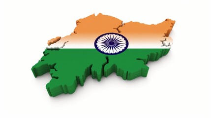 India's map showcasing the shadows beneath, giving depth to the national tricolors