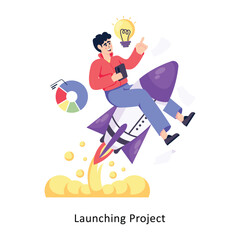 Launching Project flat style design vector stock illustrations. 