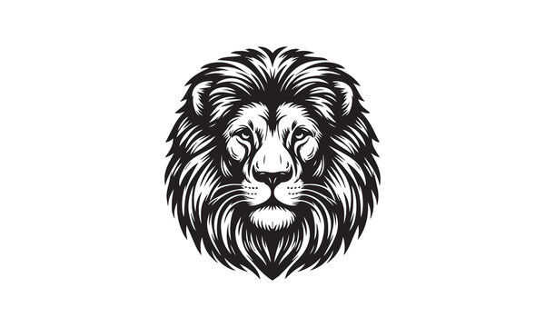 face of lion head |  white outlines lion with white outlines and black background lion black and white icon lion black and white logo lion black and white image lion icon silhouette lion monochrome