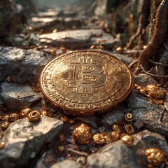 The image represents Bitcoin, a decentralized digital cryptocurrency operating on a blockchain network, allowing peer-to-peer transactions globally without the need for intermediaries.