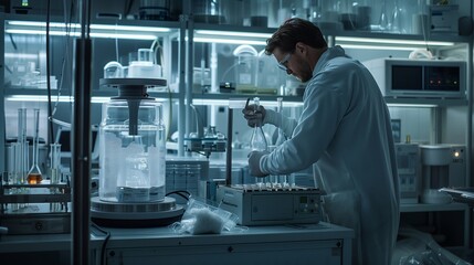 Scientist Conducts Experiment in Engineering Lab