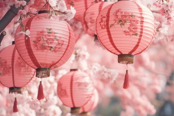 Festive Cherry Blossom Lanterns