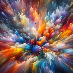 Abstract Color Explosion: Experience an explosion of abstract colors, where hues dance and blend in a symphony of creativity and expression, igniting the imagination and captivating the senses. - obrazy, fototapety, plakaty
