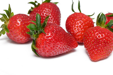 strawberry isolated on white. healthy food red strawberry.juicy straw group.2