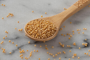 Close-up of yellow mustard seeds