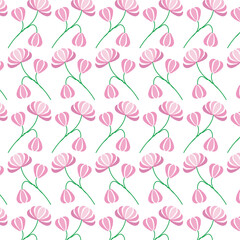 Pink floral seamless pattern on a white background