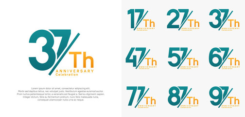 anniversary logo style vector set with slash blue and orange color can be use for celebration